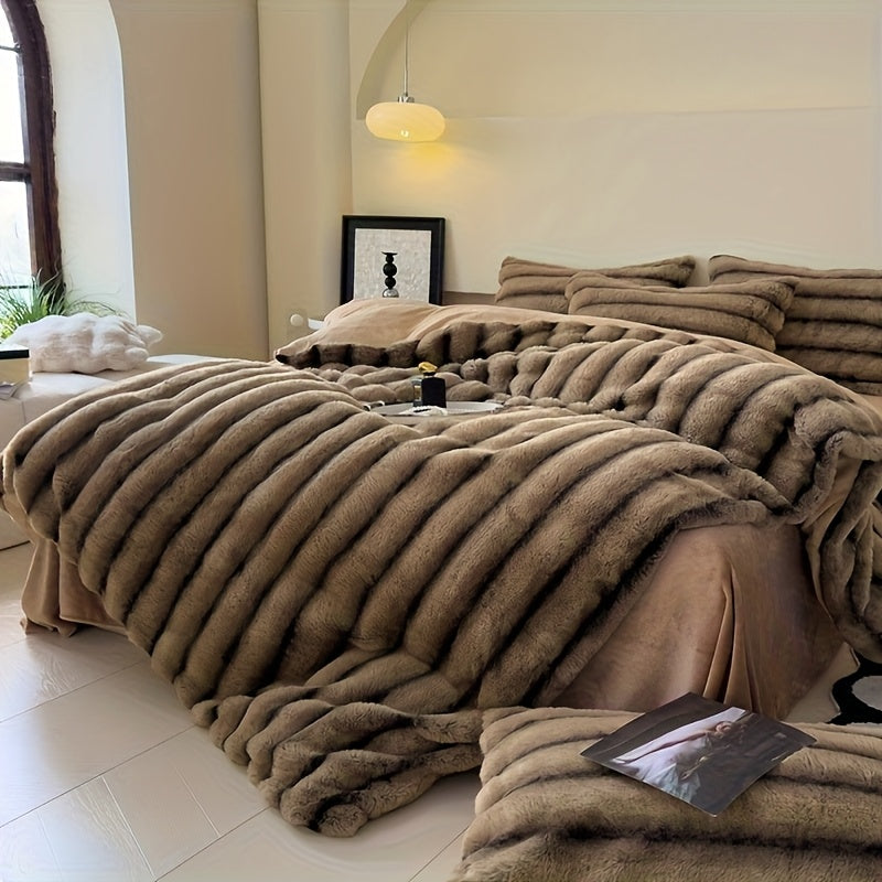 אורתוקלאוד LuxeBlanket – שמיכת פרווה דמוי ארנב, עבה ונעימה לחורף, לבית ולמטיילים