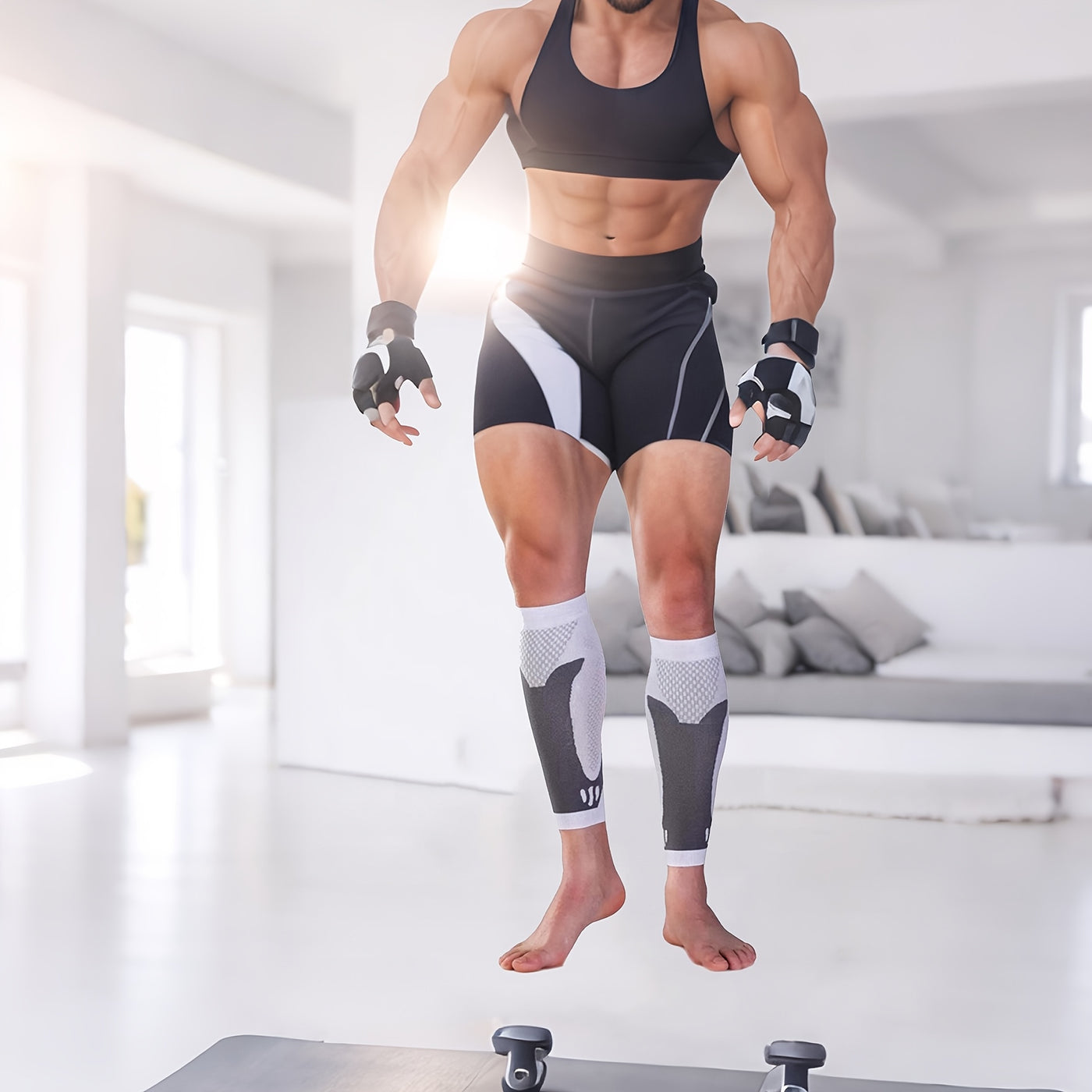 אורתוקלאוד CalfSupport – שרוול דחיסה לשוקיים, זוג 1, נושם ואלסטי (שחור/לבן)